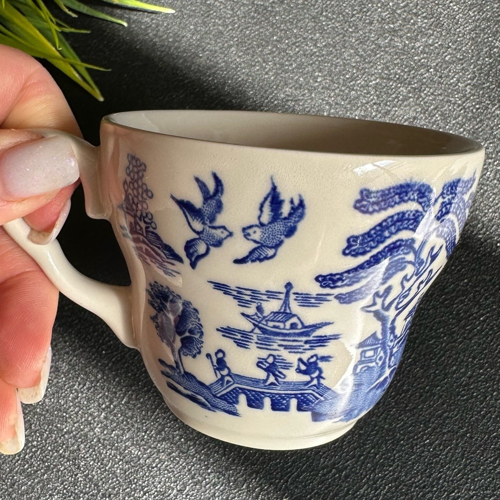 Blue and White Ceramic Teacup